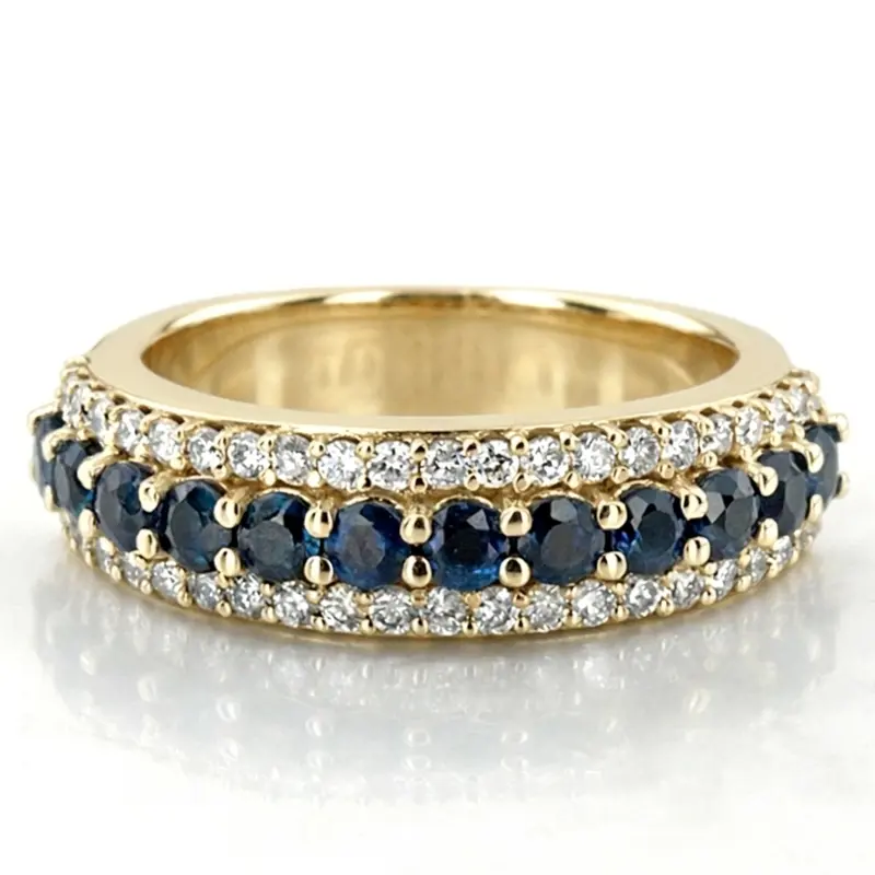 14K white gold Diamond Cut Sapphire and Brilliant Diamond Anniversary Band (1/2 ct. tw.) - alternate view 2