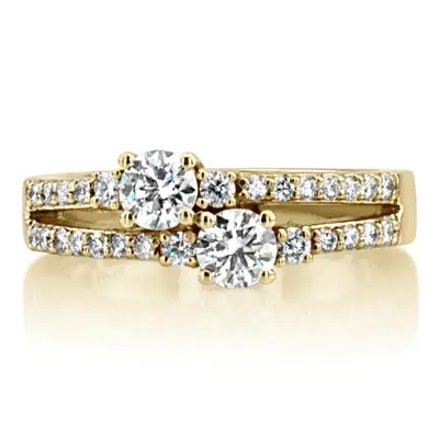 "You & Me" Split Shank Two Stone Prong Set Diamond Ring (0.92 ct. tw.) - view 2 of 7