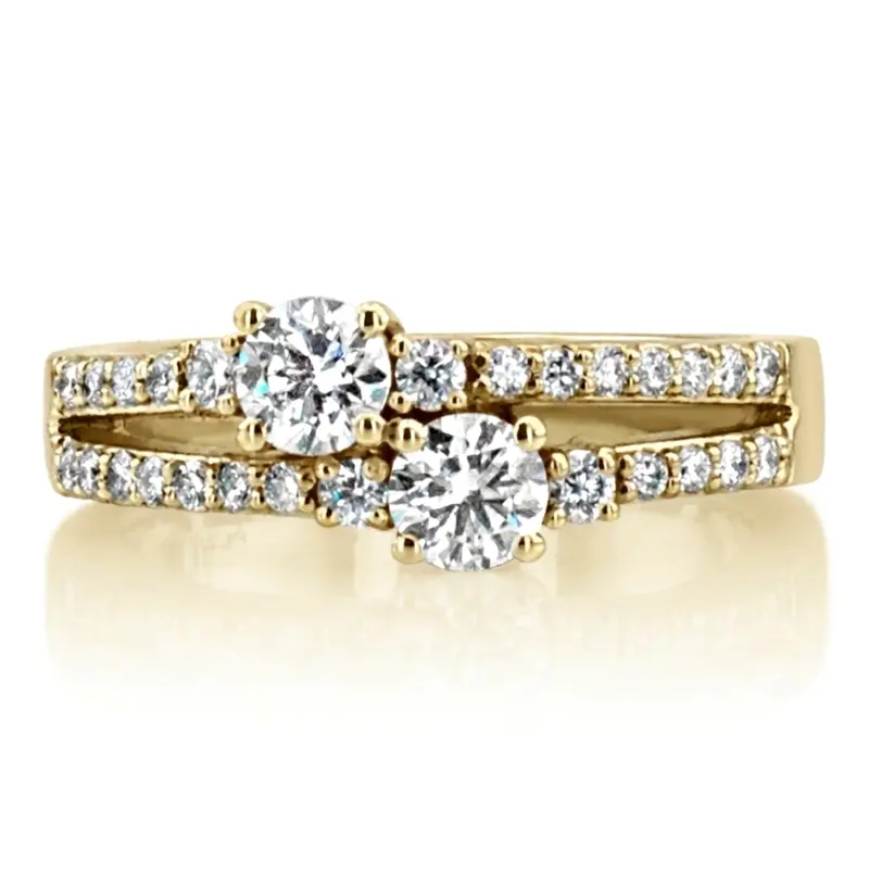 14K white gold "You & Me" Split Shank Two Stone Prong Set Diamond Ring (0.92 ct. tw.) - alternate view 2