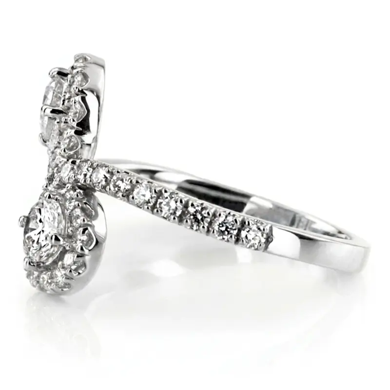 14K white gold "You & Me" Two Stone Fish Tail Set Diamond Ring (1.00ct. tw.) - alternate view 4
