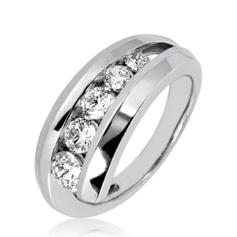 platinum Channel Set Round Diamond Fancy Ring (0.31 CT) - alternate view 2