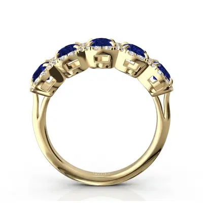 14K white gold Micro Pave Set Diamond and Oval Sapphire Anniversary Band (1/2 ct. tw. Diamonds) - alternate view 5 thumbnail