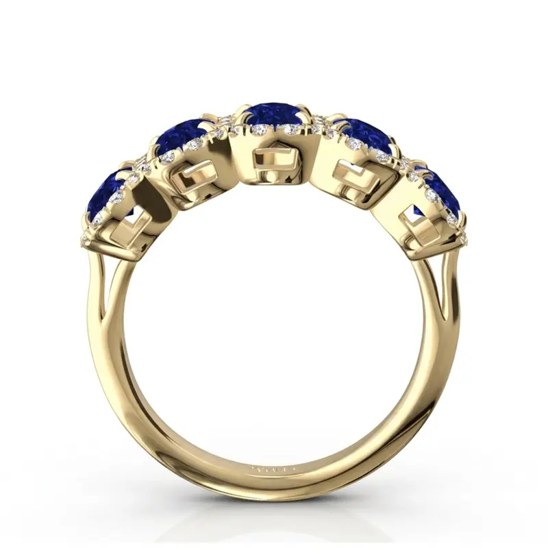 14K white gold Micro Pave Set Diamond and Oval Sapphire Anniversary Band (1/2 ct. tw. Diamonds) - alternate view 5