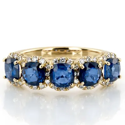 Pave Set Cushion Sapphire Fancy Anniversary Ring (3.25ct. tw.) alternate view