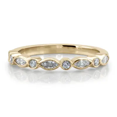 Marquise and Round Fashion Ring with Milgrain 1/3 ct.tw alternate view