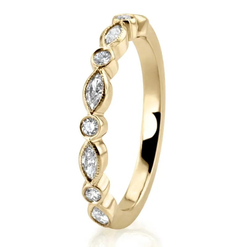 14K white gold Marquise and Round Fashion Ring with Milgrain 1/3 ct.tw - alternate view 3