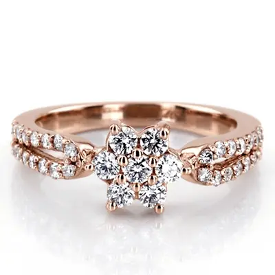 18K white gold Flower Design Diamond Fancy Ring (0.63 ct. tw.) - alternate view 3 thumbnail