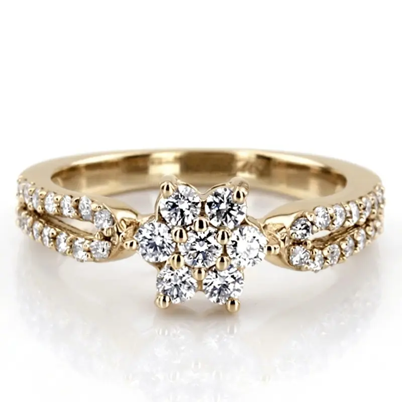 18K white gold Flower Design Diamond Fancy Ring (0.63 ct. tw.) - alternate view 2