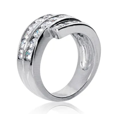 14K white gold Triple Row Diamond Fancy Ring (1.74 ct. tw.) - alternate view 4 thumbnail