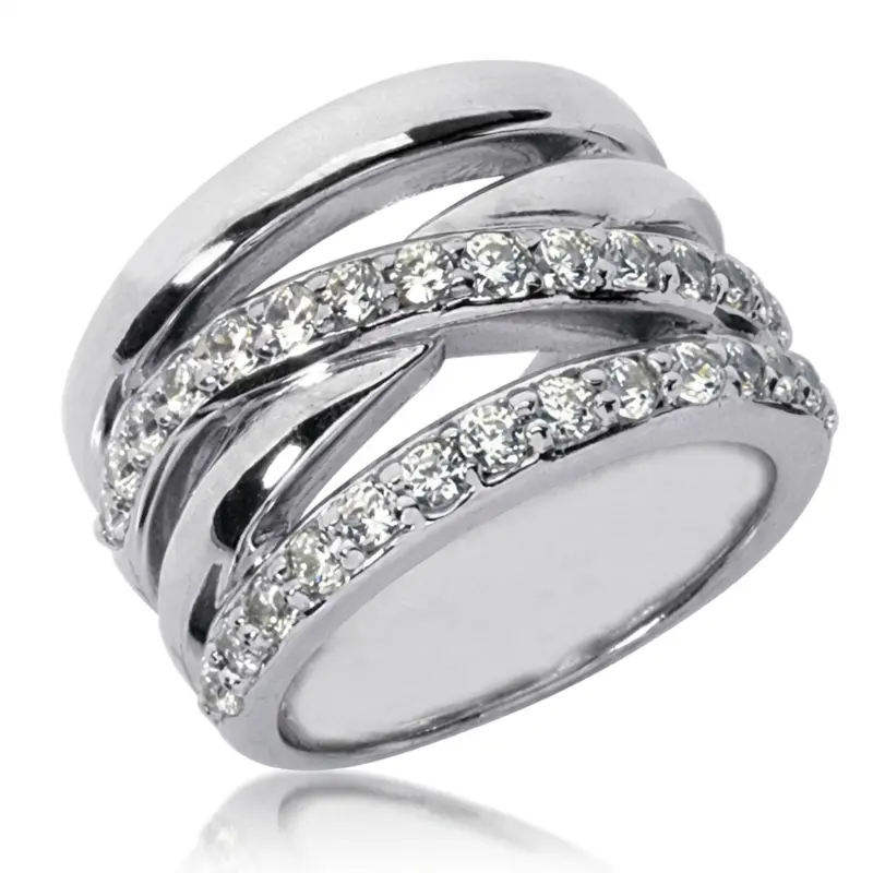 14K white gold Round Cut Diamond Right Hand Ring (0.87 ct. tw.) - main view