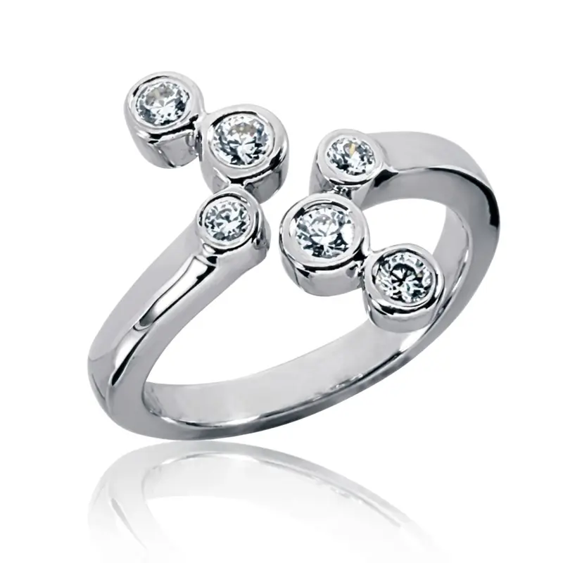 14K white gold Bezel Set Round Diamond Fashion Ring (0.30 ct. tw.) - main view