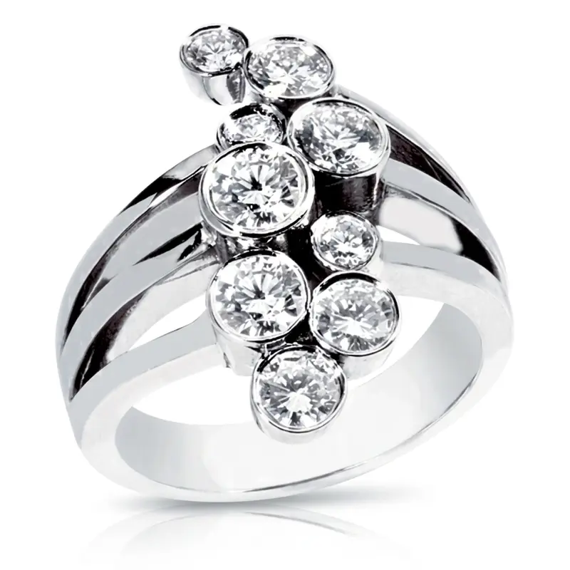 14K white gold Beautiful Bezel Set Round Diamond Fancy Ring (1.10 ct. tw.) - main view