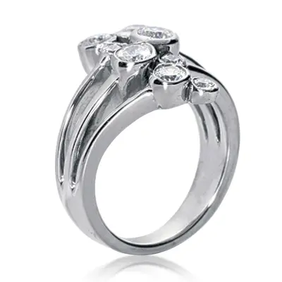 14K white gold Beautiful Bezel Set Round Diamond Fancy Ring (1.10 ct. tw.) - alternate view 3 thumbnail