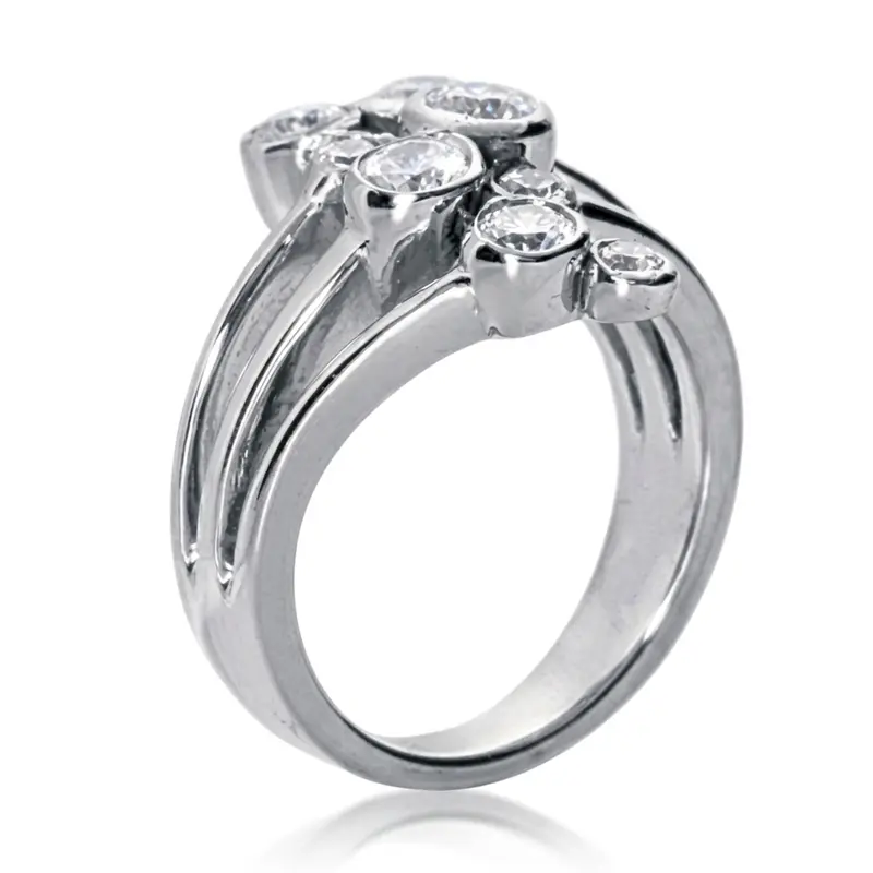 14K white gold Beautiful Bezel Set Round Diamond Fancy Ring (1.10 ct. tw.) - alternate view 3