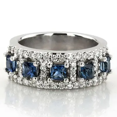 5-Stone Sapphire and Diamond Anniversary Band (1/2 ct. tw.)