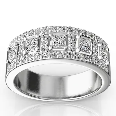 14K white gold Brilliant Multi-Row Diamond Fashion Ring (1 ct. tw.) - alternate view 2 thumbnail