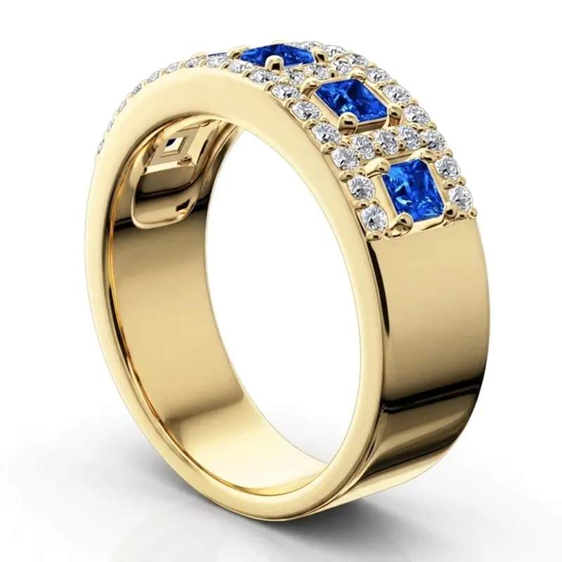 14K white gold 5-Stone Sapphire and Diamond Anniversary Band (1/2 ct. tw.) - alternate view 4