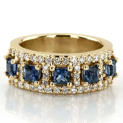 5-Stone Sapphire and Diamond Anniversary Band (1/2 ct. tw.) alternate view