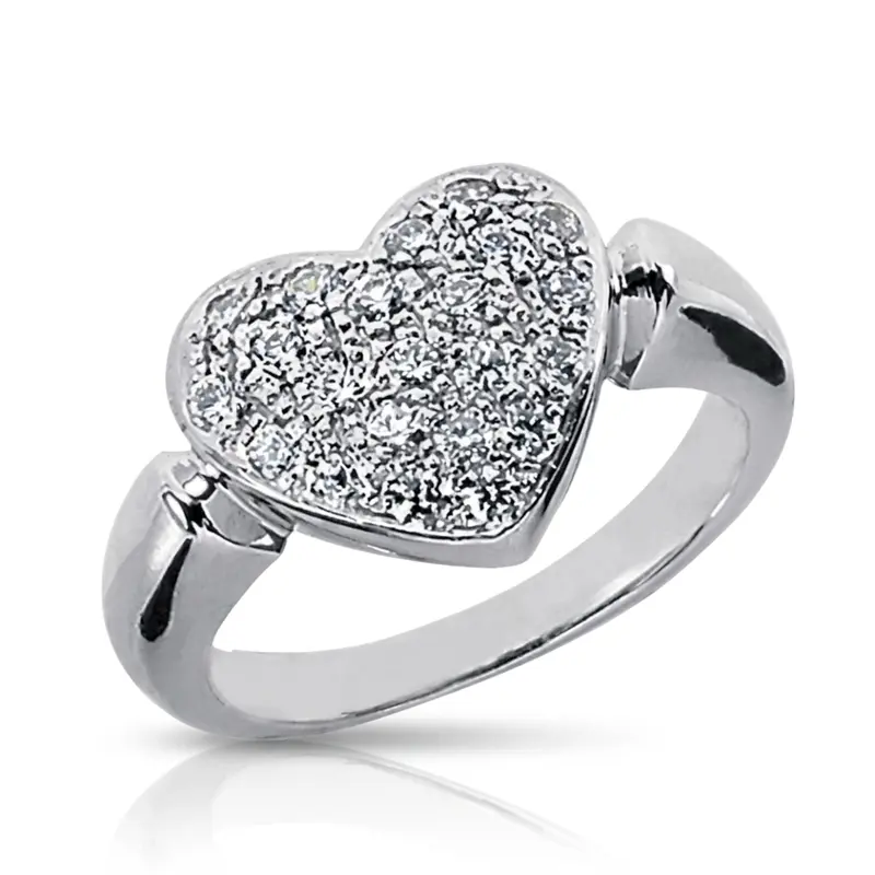 14K white gold 0.66ct Heart Shape Diamond Fancy Ring - alternate view 6