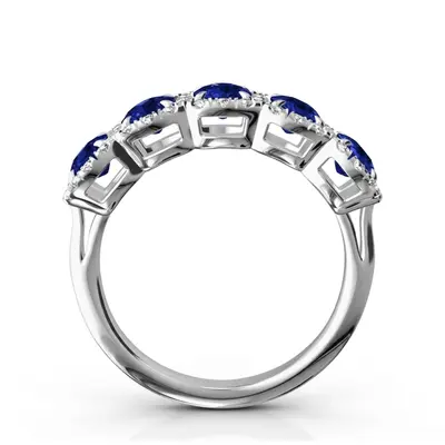 14K white gold Pave Set Cushion Sapphire Fancy Anniversary Ring (3.25ct. tw.) - alternate view 5 thumbnail
