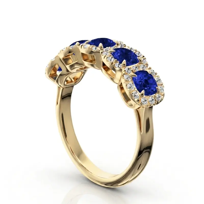 14K white gold Pave Set Cushion Sapphire Fancy Anniversary Ring (3.25ct. tw.) - alternate view 3
