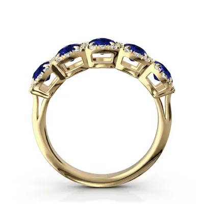 14K white gold Pave Set Cushion Sapphire Fancy Anniversary Ring (3.25ct. tw.) - alternate view 4 thumbnail