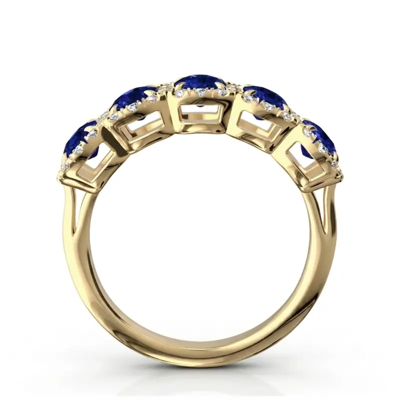 14K white gold Pave Set Cushion Sapphire Fancy Anniversary Ring (3.25ct. tw.) - alternate view 4