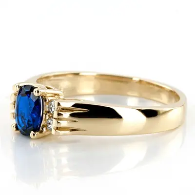 Diamond & Oval Sapphire Ring (0.12 ct. tw.) - view 2 of 4