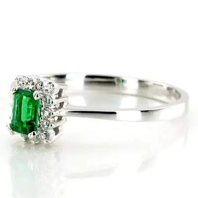 14K white gold Emerald Cut Diamond Color Stone Ring (0.28 ct. tw.) - alternate view 3 thumbnail