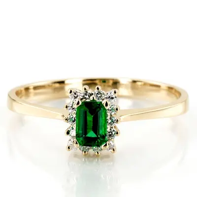 14K white gold Emerald Cut Diamond Color Stone Ring (0.28 ct. tw.) - alternate view 2 thumbnail