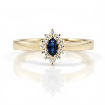  Marquise Cut Diamond & Sapphire Ring (0.10 ct. tw.) alternate view