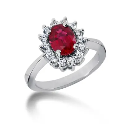 Oval Cut Prong Set Pink Sapphire and Diamond Ring (0.20 ct. tw.) - view 1 of 3