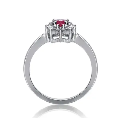 Oval Cut Prong Set Pink Sapphire and Diamond Ring (0.20 ct. tw.) - view 2 of 3