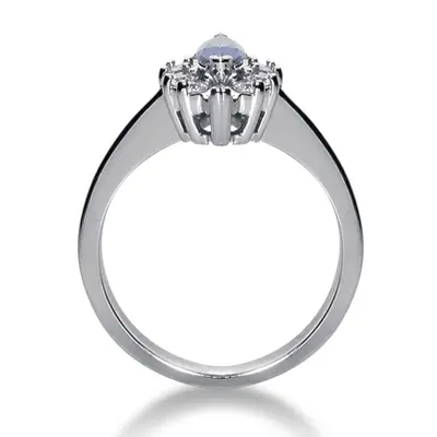 14K white gold Marquise Cut Diamond & Sapphire Ring (0.10 ct. tw.) - alternate view 3 thumbnail
