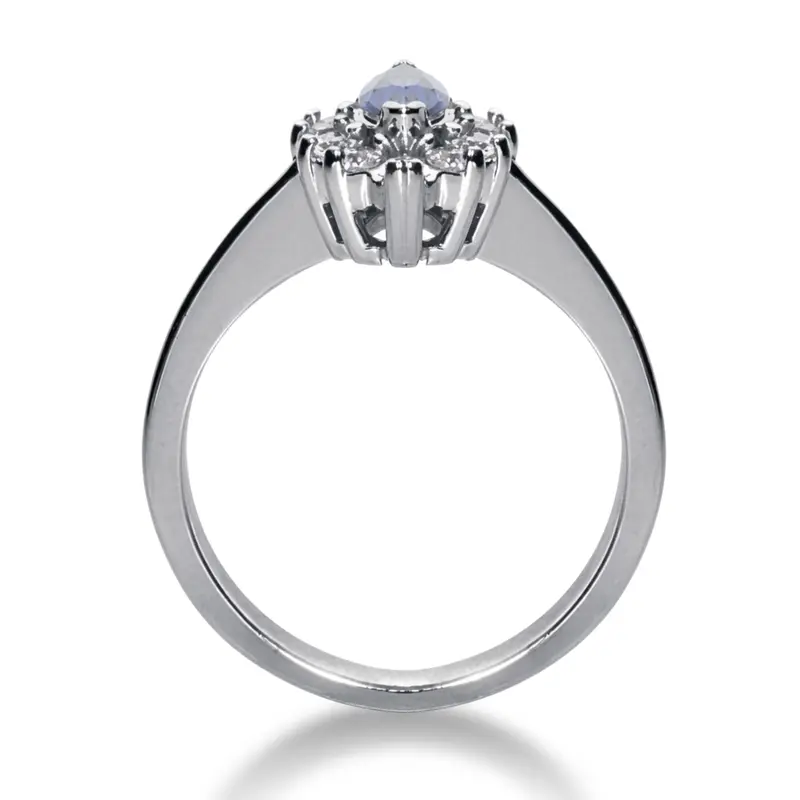 14K white gold Marquise Cut Diamond & Sapphire Ring (0.10 ct. tw.) - alternate view 3