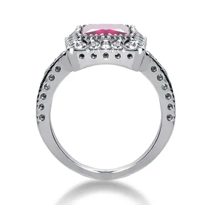 14K white gold Princess Cut Pink Sapphire and Diamond Ring (0.30 ct. tw.) - alternate view 4 thumbnail