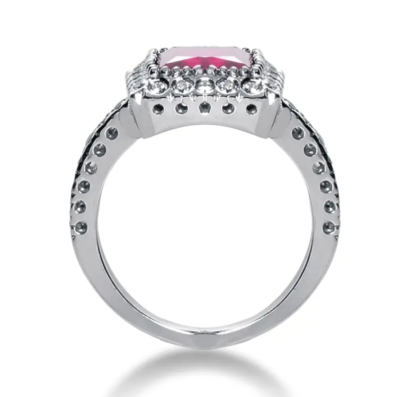 14K white gold Princess Cut Pink Sapphire and Diamond Ring (0.30 ct. tw.) - alternate view 4