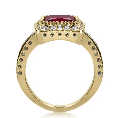 Princess Cut Pink Sapphire and Diamond Ring (0.30 ct. tw.) - view 2 of 4