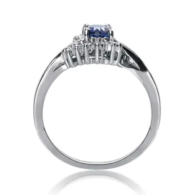 14K white gold Beautifully Designed Fancy Diamond & Sapphire Ring (0.12 ct. tw.) - alternate view 3 thumbnail