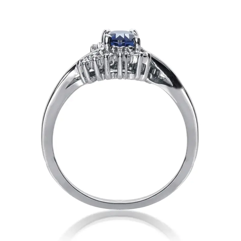 14K white gold Beautifully Designed Fancy Diamond & Sapphire Ring (0.12 ct. tw.) - alternate view 3