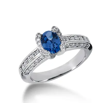 Pave Set Diamond & Sapphire Ring (0.44 ct. tw.) - view 1 of 3