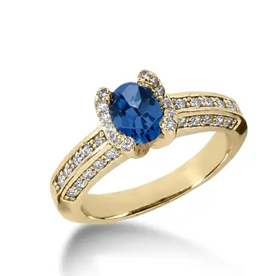 Pave Set Diamond & Sapphire Ring (0.44 ct. tw.) - view 2 of 3