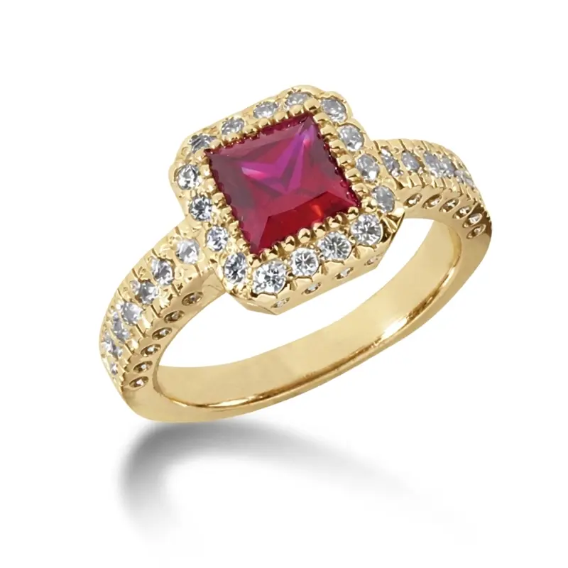 14K white gold Princess Cut Pink Sapphire and Diamond Ring (0.30 ct. tw.) - alternate view 3