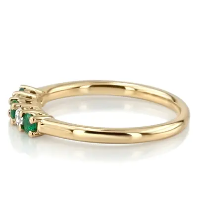 14K white gold Emerald & Diamond Alternating Anniversary Band - alternate view 4 thumbnail