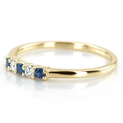Blue Sapphire & Diamond Alternating Anniversary Band alternate view