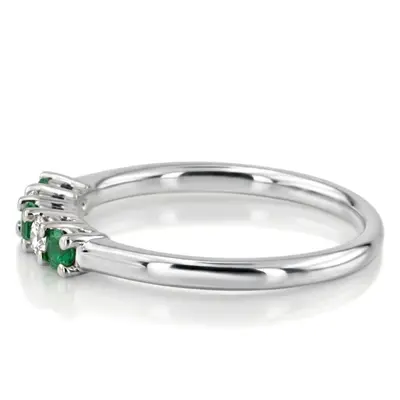 14K white gold Emerald & Diamond Alternating Anniversary Band - alternate view 5 thumbnail