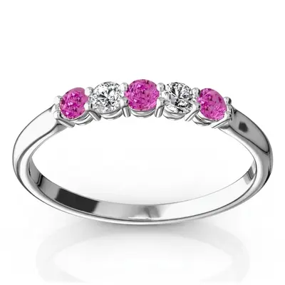 Pink Sapphire & Diamond Alternating Anniversary Band - view 1 of 2