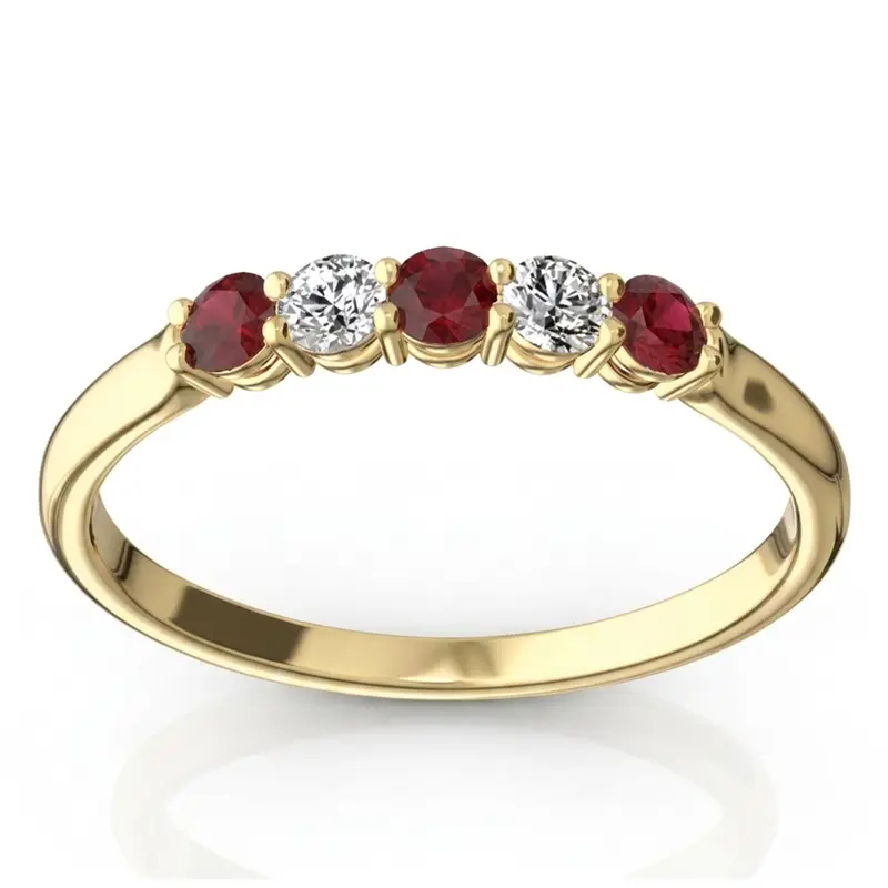 14K white gold Ruby & Diamond Alternating Anniversary Band - main view