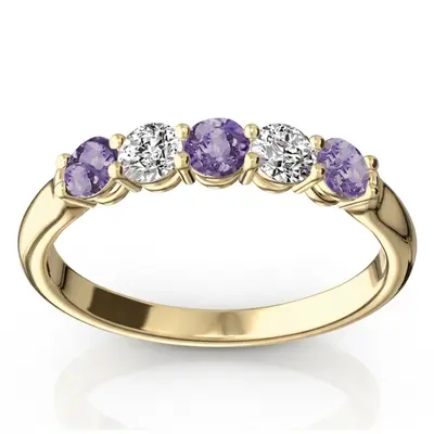 14K white gold Ladies' Amethyst & Diamond Alternating Anniversary Band - alternate view 2 thumbnail