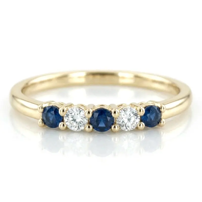 14K white gold Blue Sapphire & Diamond Alternating Anniversary Band - alternate view 4